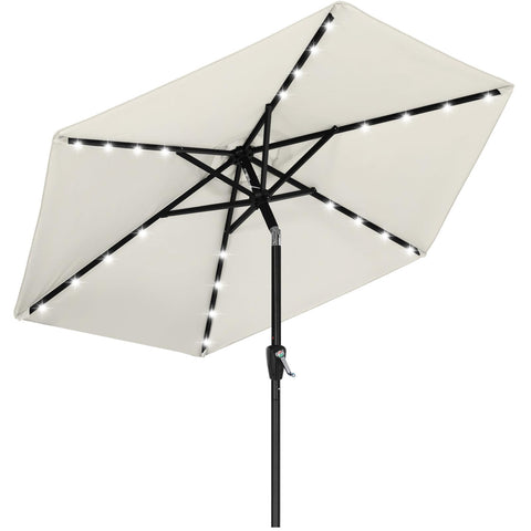 ABCCANOPY solar LED patio umbrella top view with ambient lighting for evenings