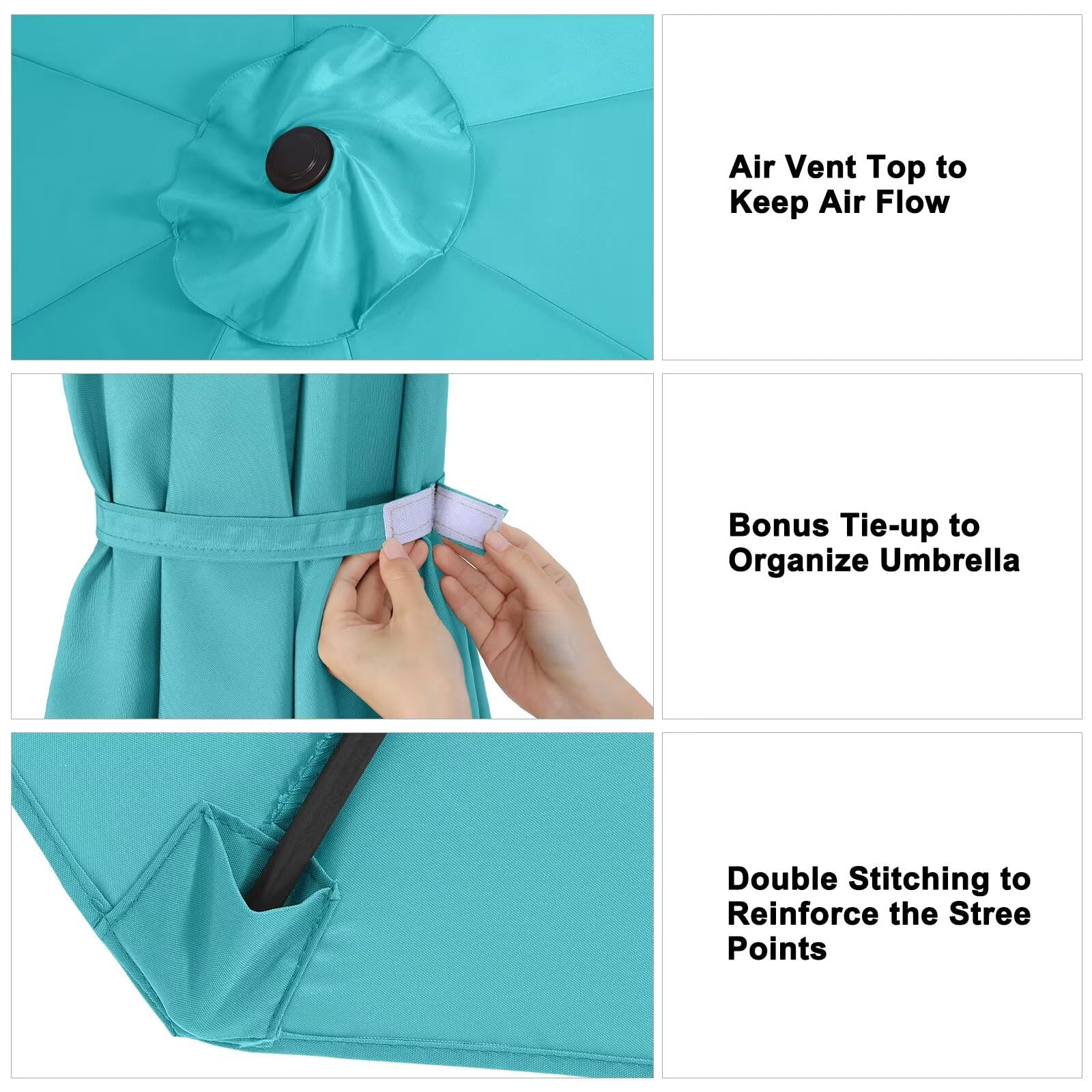 ABCCANOPY can be closed with strap for easy storage on turquoise top