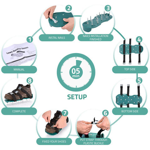 Abco Tech aerator shoes feature heavy-duty metal buckles for durable fit.
