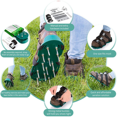 Abco Tech aerator shoes shown with the free wrench for quick setup.