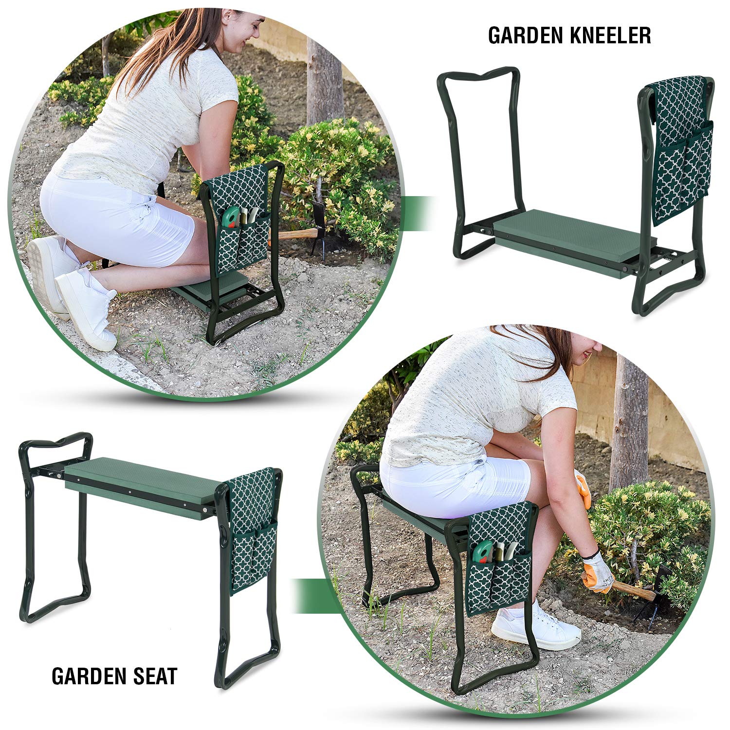 Abco Tech garden kneeler-seat stored neatly in a shed or trunk.