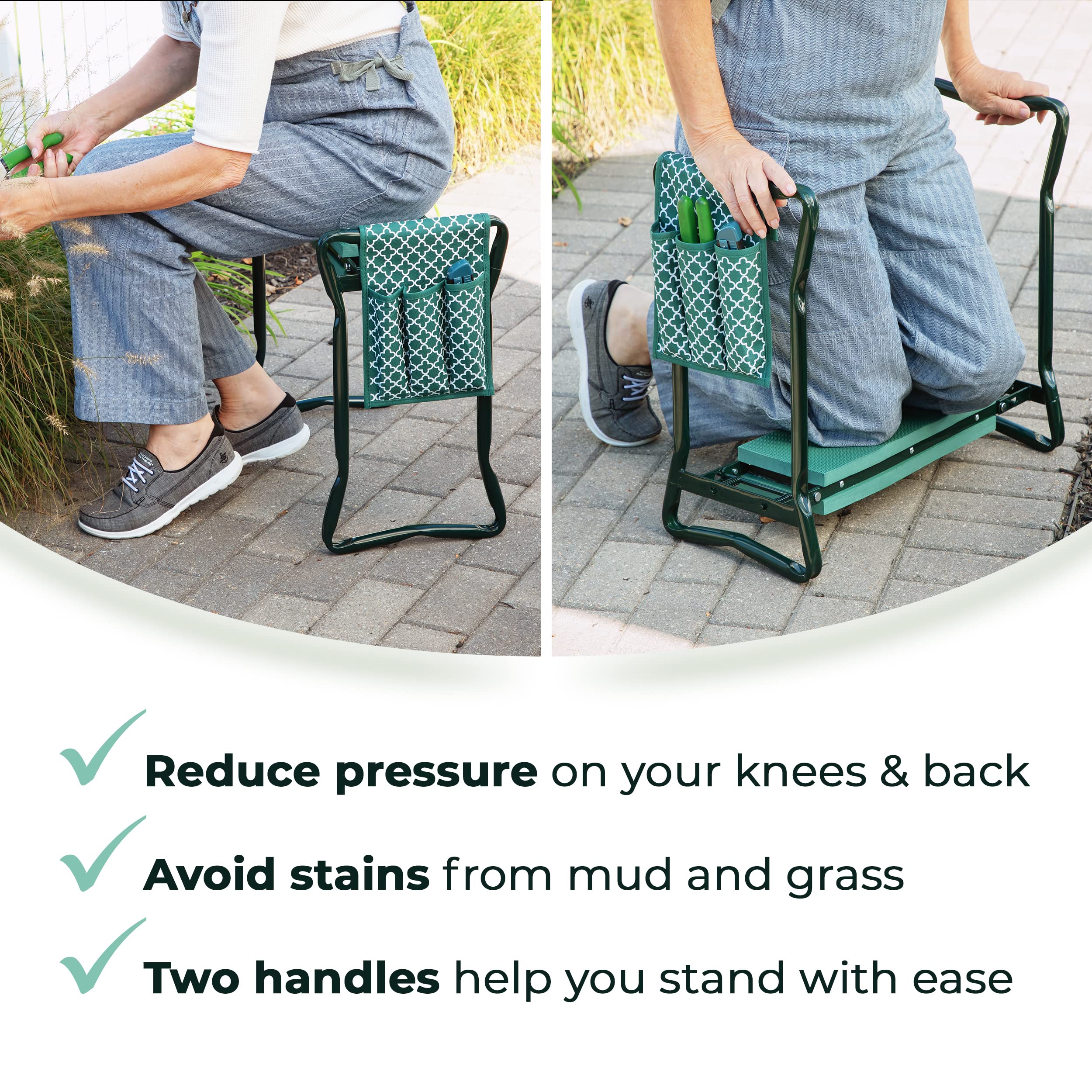 Abco Tech kneeler-seat with removable pouch for tool access.