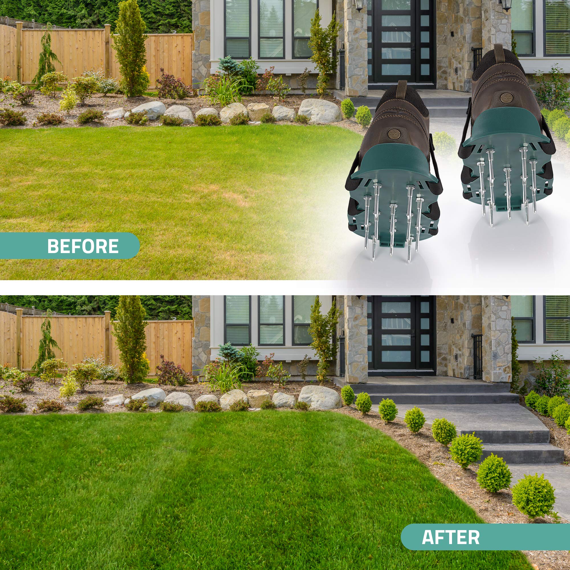 Abco Tech lawn aerator spikes penetrate soil for deeper, more effective aeration.