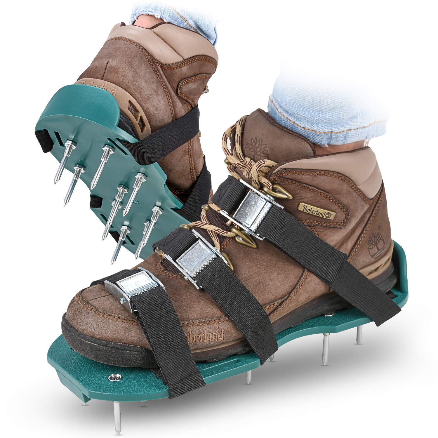 Abco Tech lawn aerator shoes with adjustable straps provide secure, stable wear.