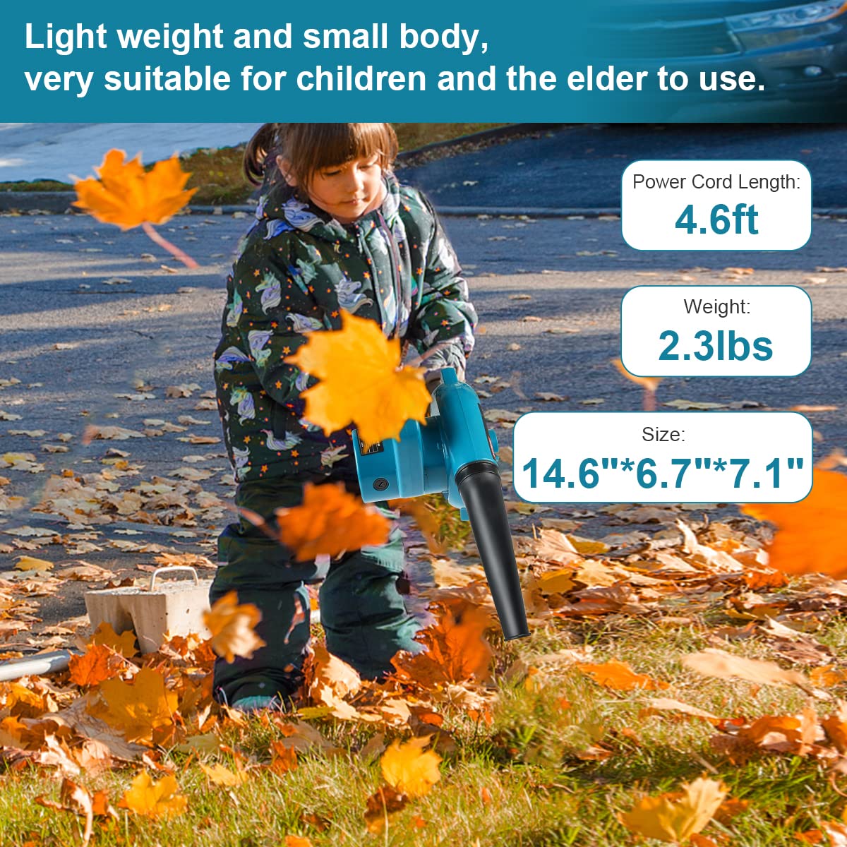 Abeden corded leaf blower 2in1 function enables blowing and vacuuming.
