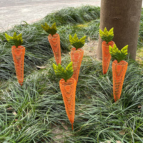 ABELOTS durable weather-resistant iron carrot stakes stand up to sun, rain, and wind.