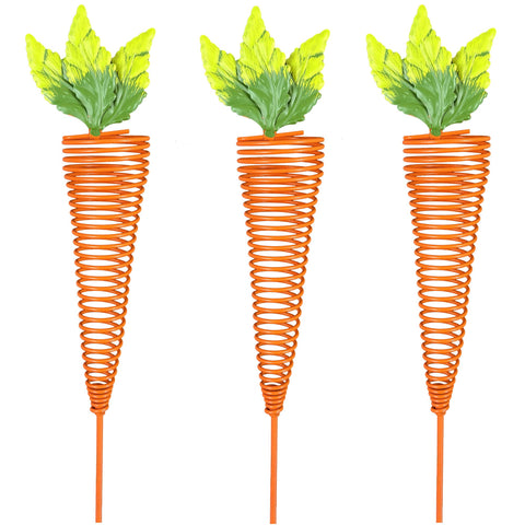 ABELOTS Easter iron carrot stakes add festive color to outdoor garden beds.