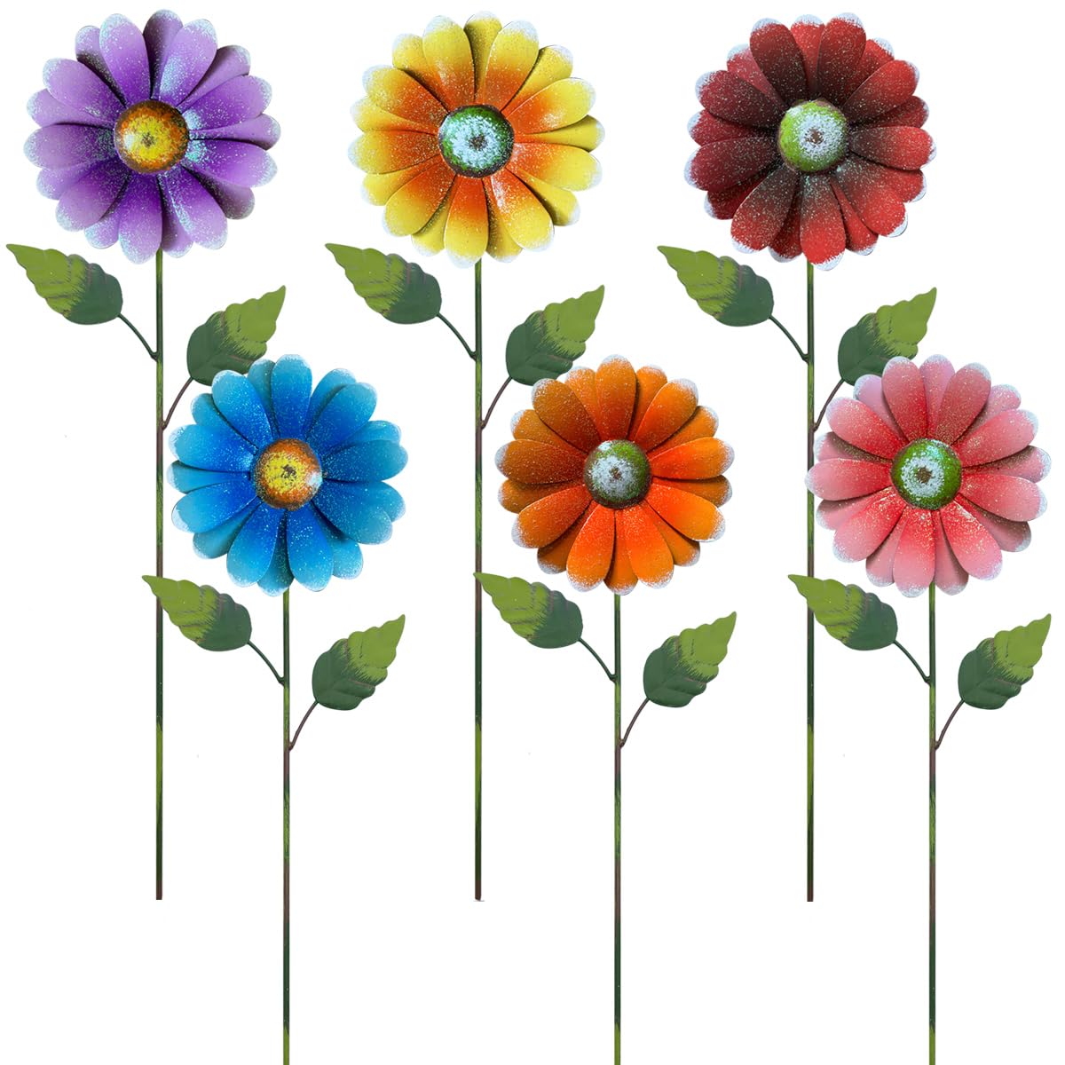 ABELOTS metal flower garden stake with 3D design brightens outdoor pathways