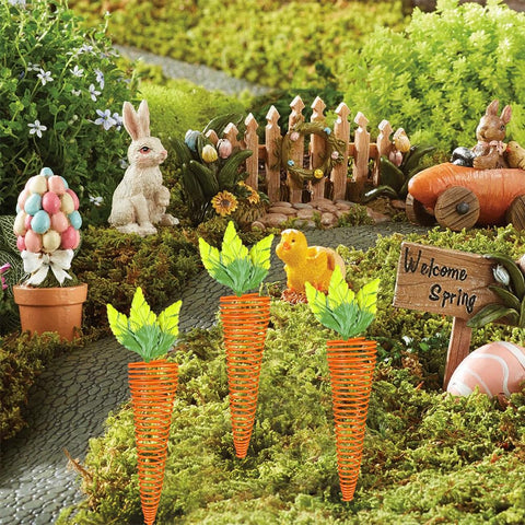 ABELOTS carrot stakes feature yellow and green foliage details for seasonal displays.