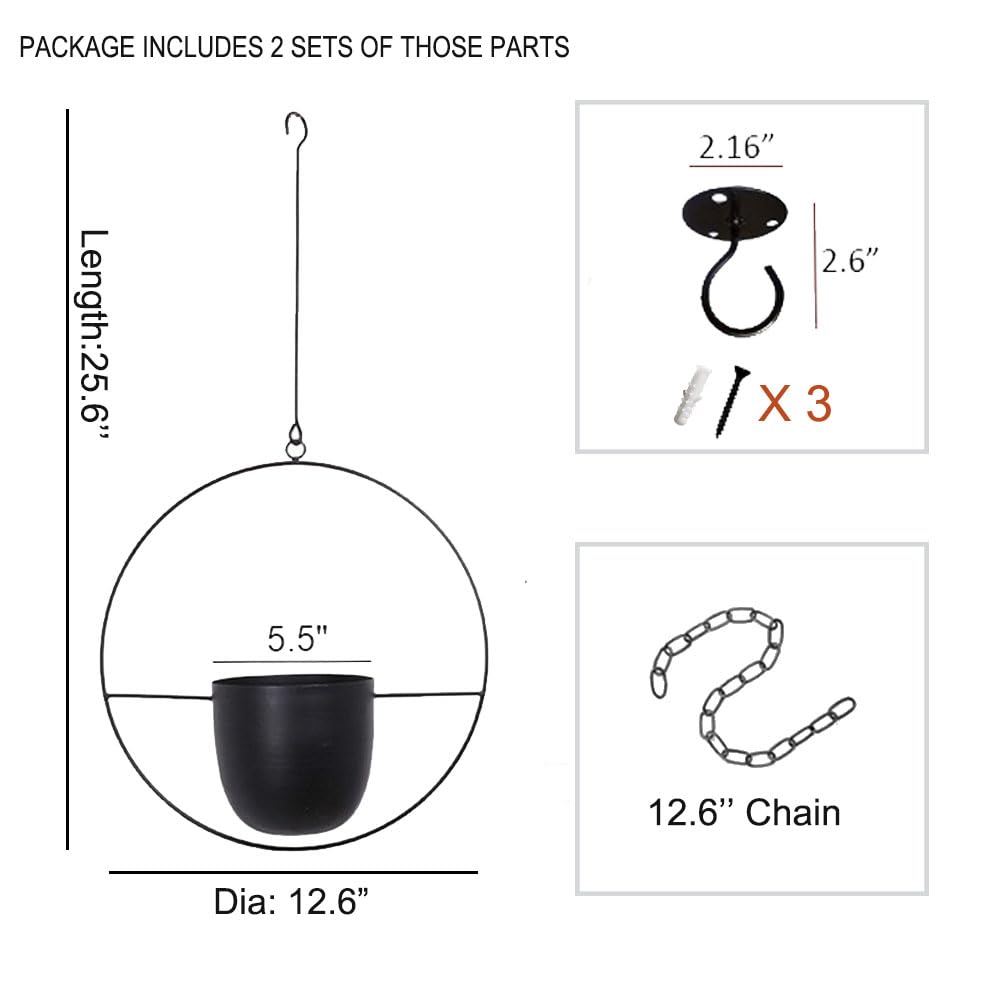 ABETREE metal planters with hooks and chains highlighting sturdy hardware.