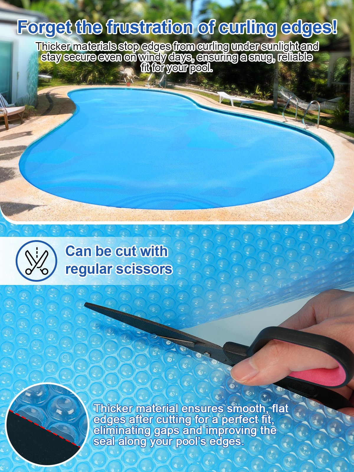 Abimars 16 Mil Solar Cover on pool demonstrates evaporation reduction and cleaner water