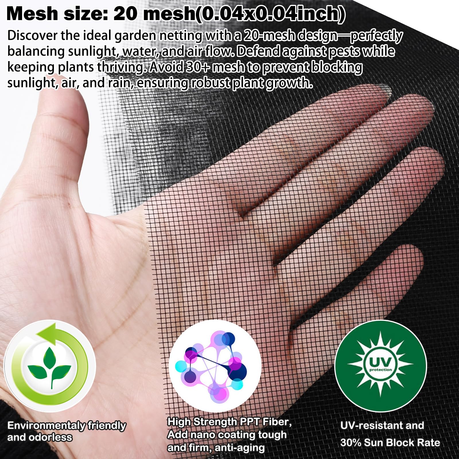 Abimars Thicker Garden Netting Insect Barrier safeguards crops with fine, durable mesh.