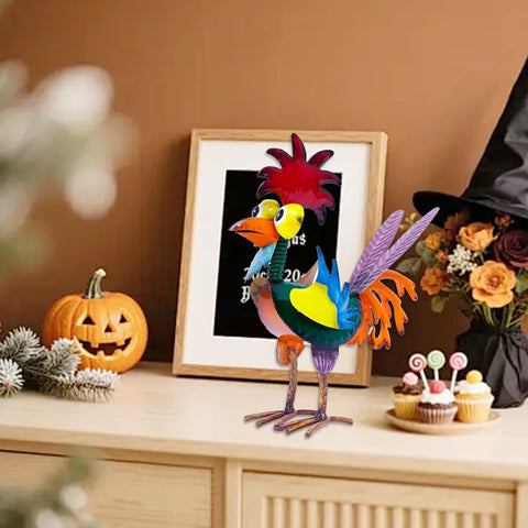 Abirdflyer patio rooster yard ornament adds color to outdoor living space