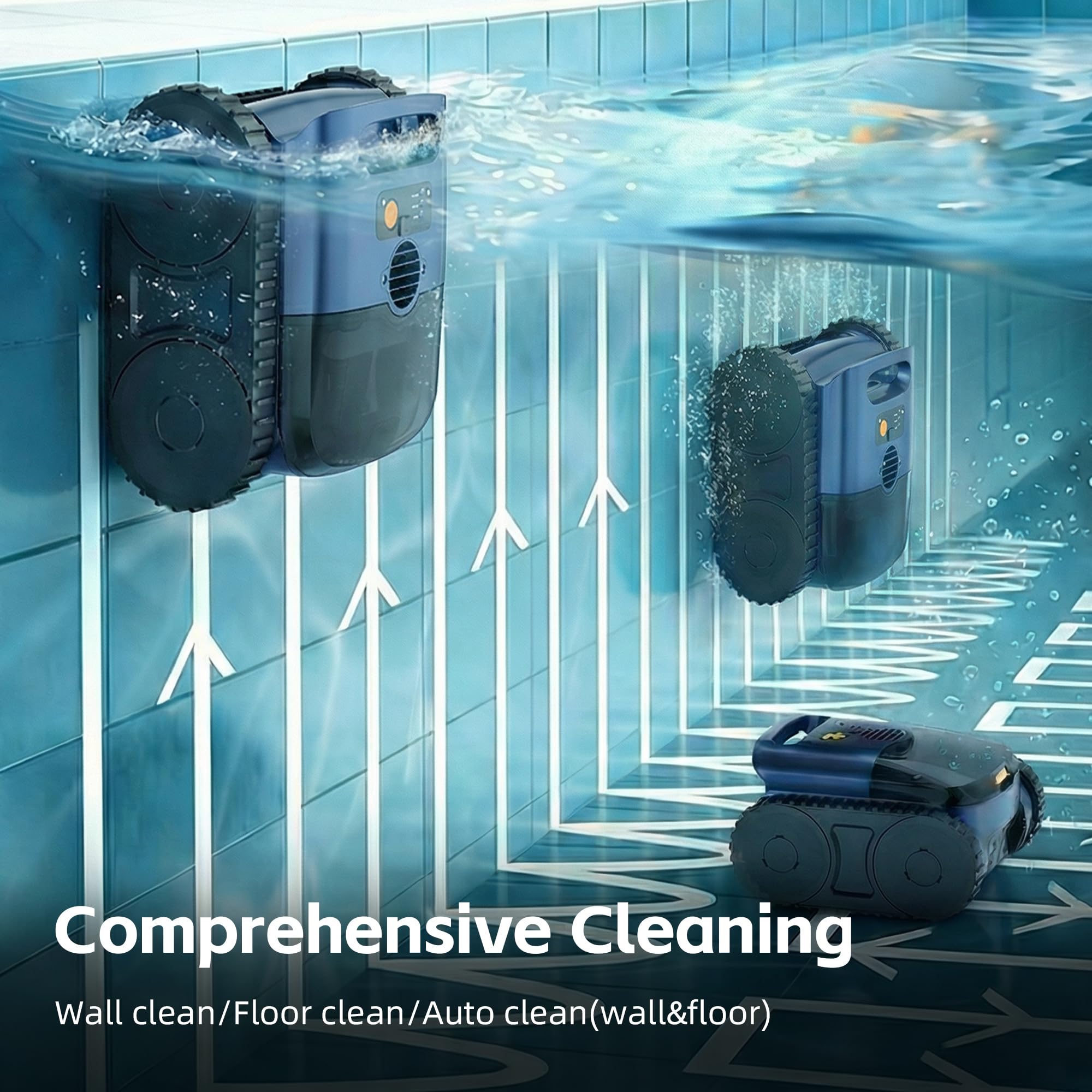 ABNEMEN pool vacuum performing wall cleaning on pool surface for edge coverage