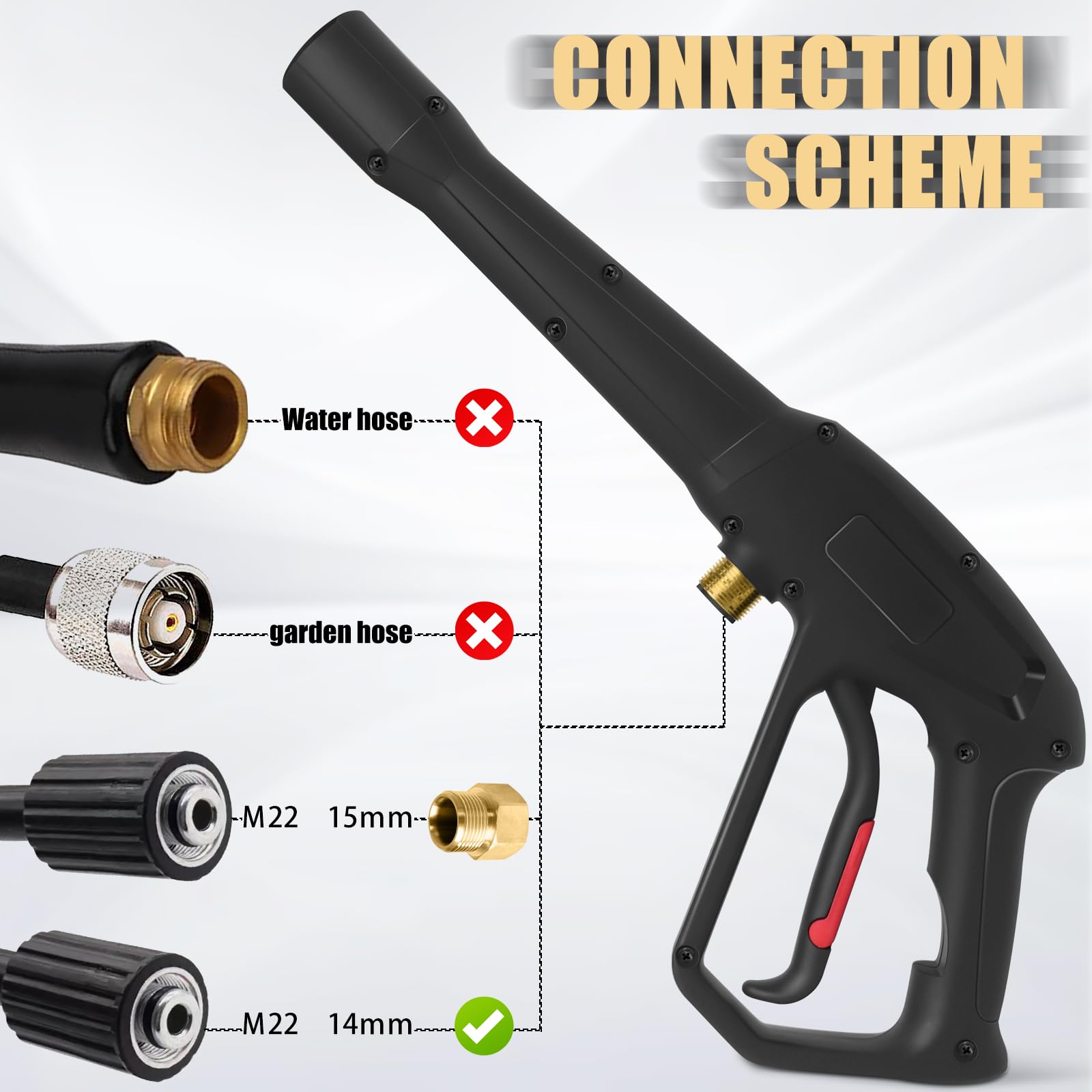 Abode jet wand extension shows powerful reach for hard-to-reach surfaces.