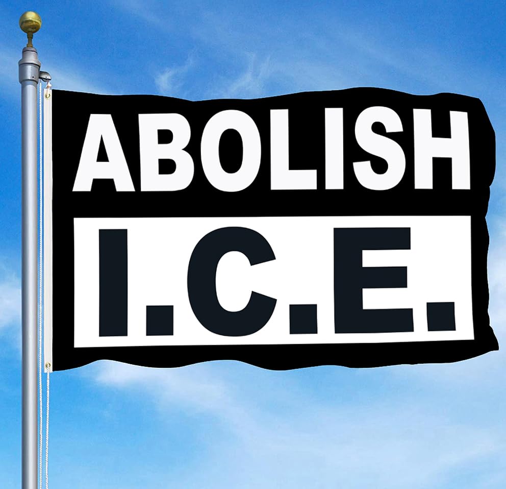 Abolish ICE durable polyester banner suited for outdoor rallies