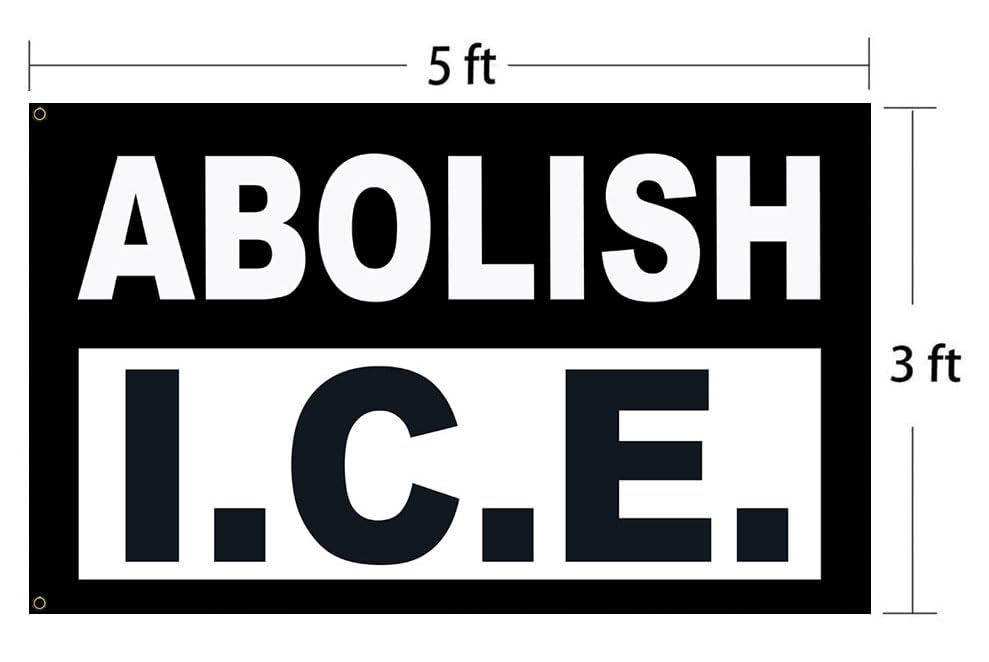 Abolish ICE banner is lightweight and portable for on-the-go protests