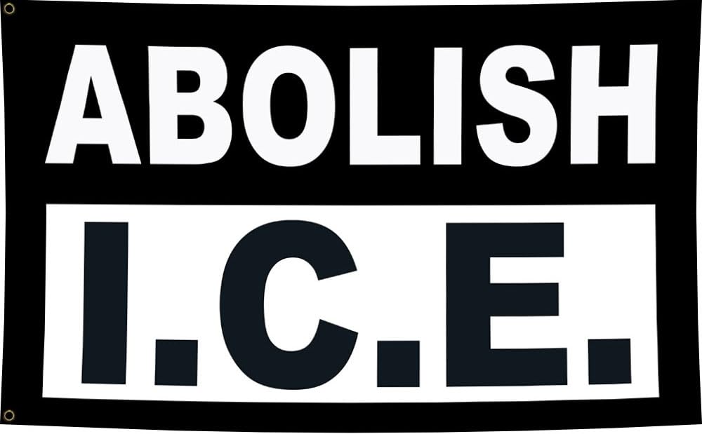 Abolish ICE rally flag banner 3x5 feet with bold lettering for demonstrations