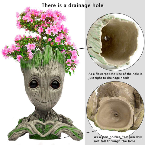 Abomet Baby Groot flower pot close-up shows durable eco-friendly material