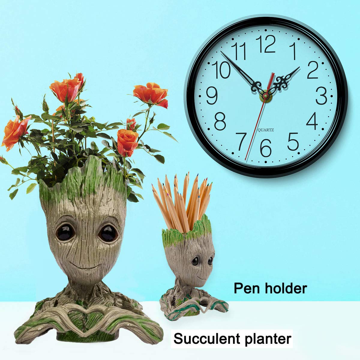 Abomet Groot pencil holder displays desk organization and playful charm