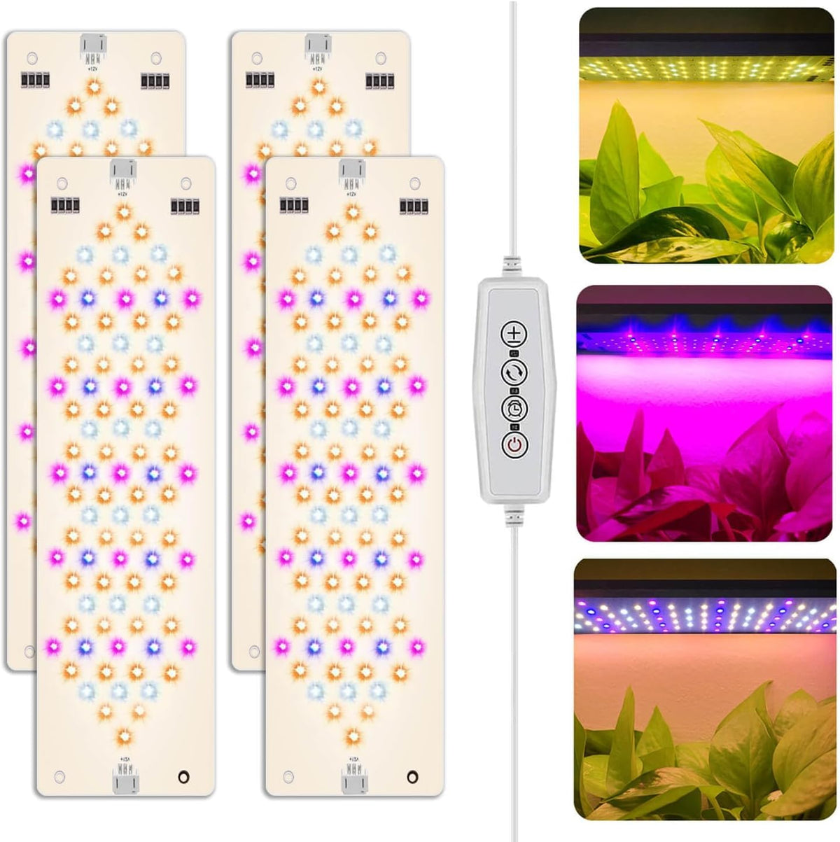 Abonnyc Grow Light four-panel setup for compact indoor gardens