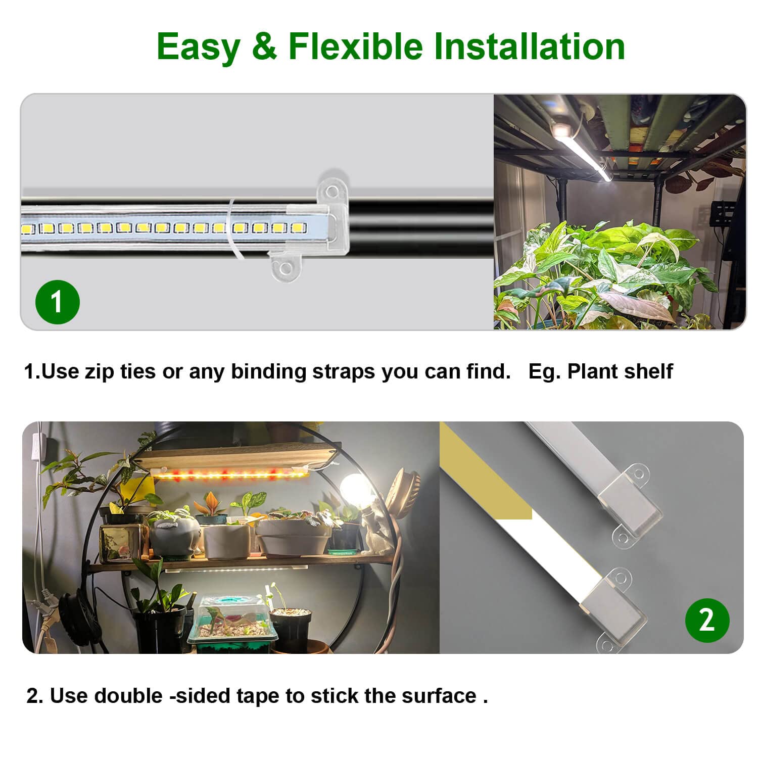 Abonnyc grow light strip set up for a hydroponics bench