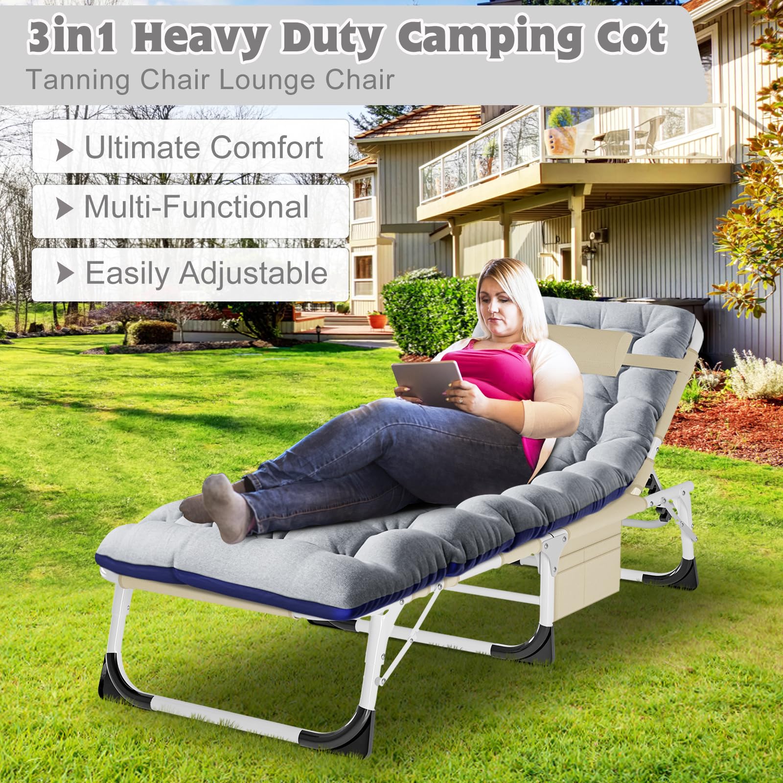 ABORON sturdy round-tube frame supports up to 400 pounds.