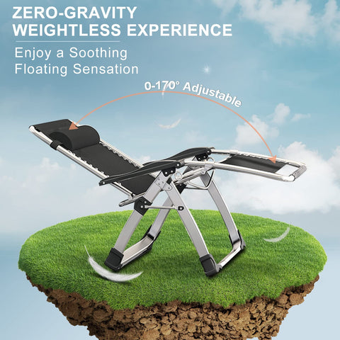 ABORON Zero Gravity Chair folded-compact for storage and transport.