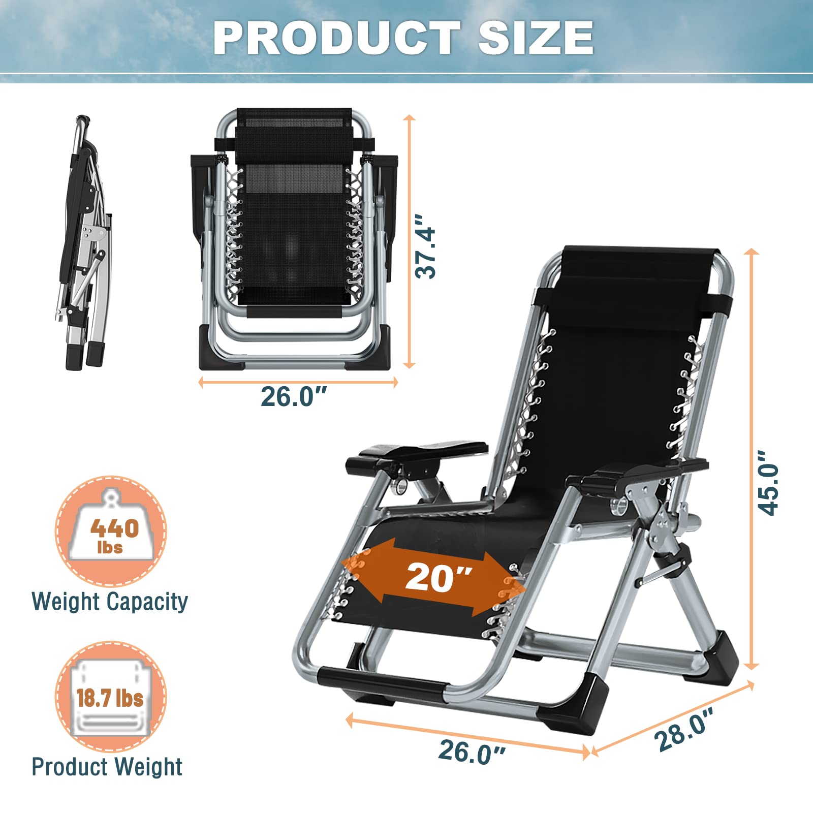 ABORON Zero Gravity Chair removable cushion showcasing year-round comfort.