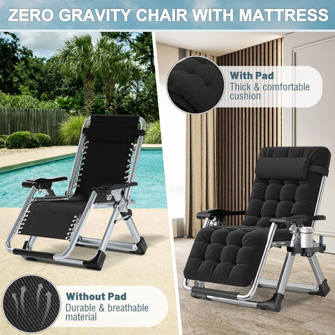 ABORON Zero Gravity Chair tray included for convenient personal essentials.
