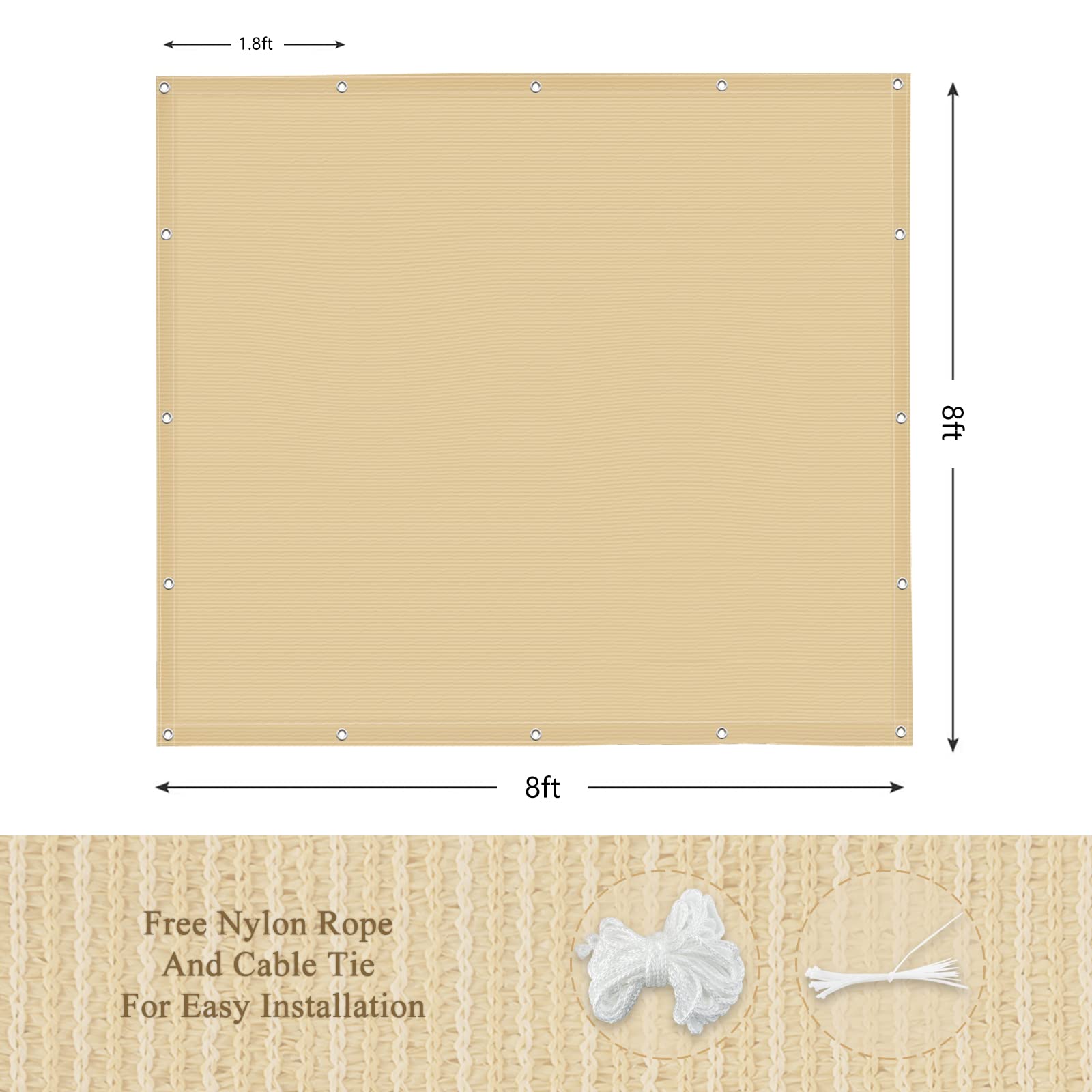 ABOSUN 8x8 shade cloth in wheat protects outdoor seating from sun.