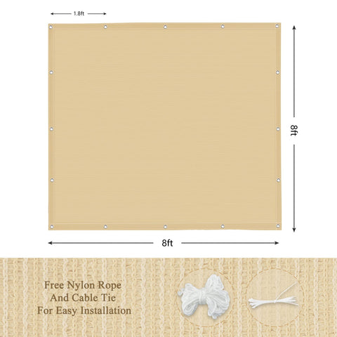 ABOSUN 8x8 shade cloth in wheat protects outdoor seating from sun.