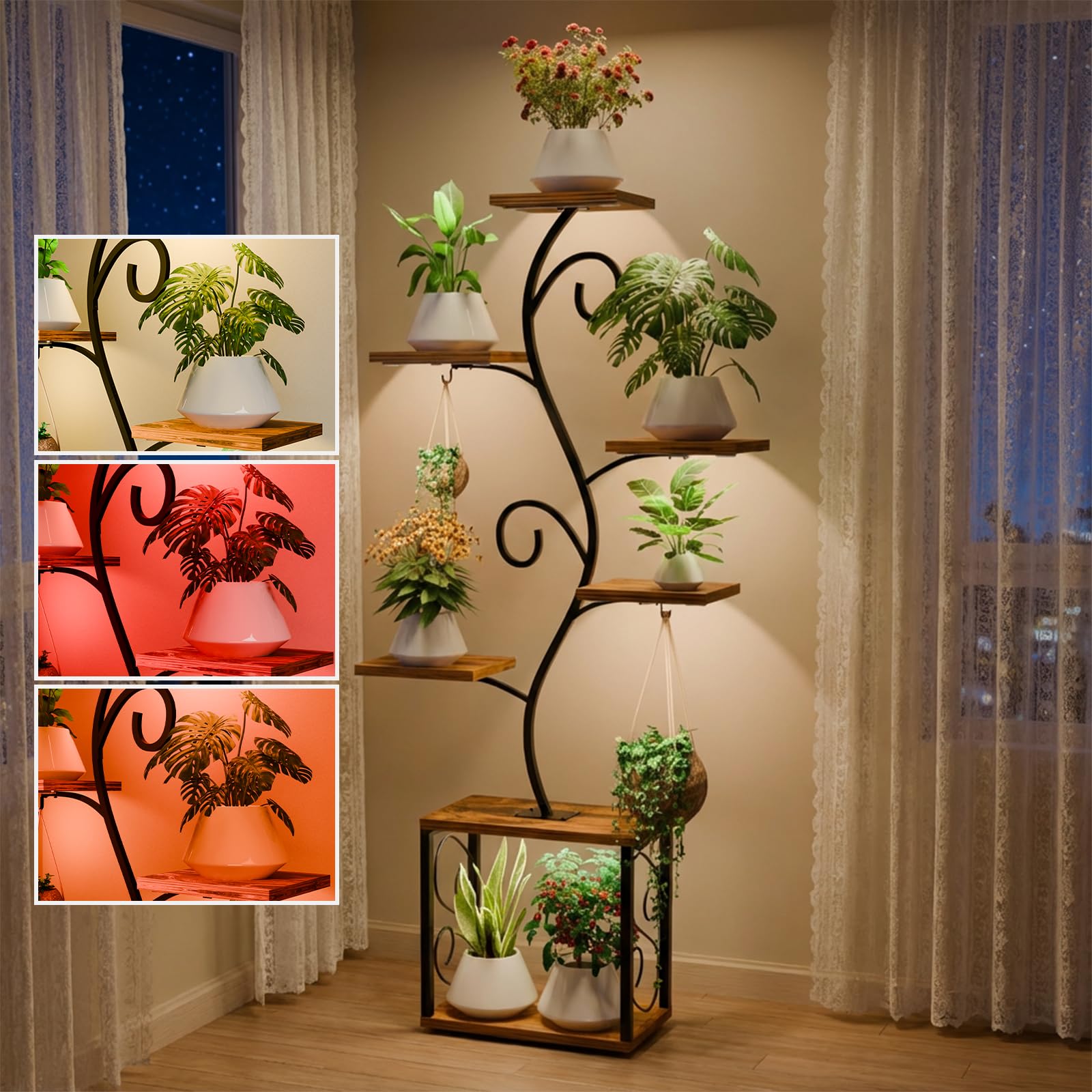 Aboutool 64-inch plant stand with grow light panel for year-round indoor growth.