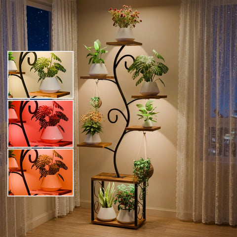 Aboutool 64-inch plant stand with grow light panel for year-round indoor growth.
