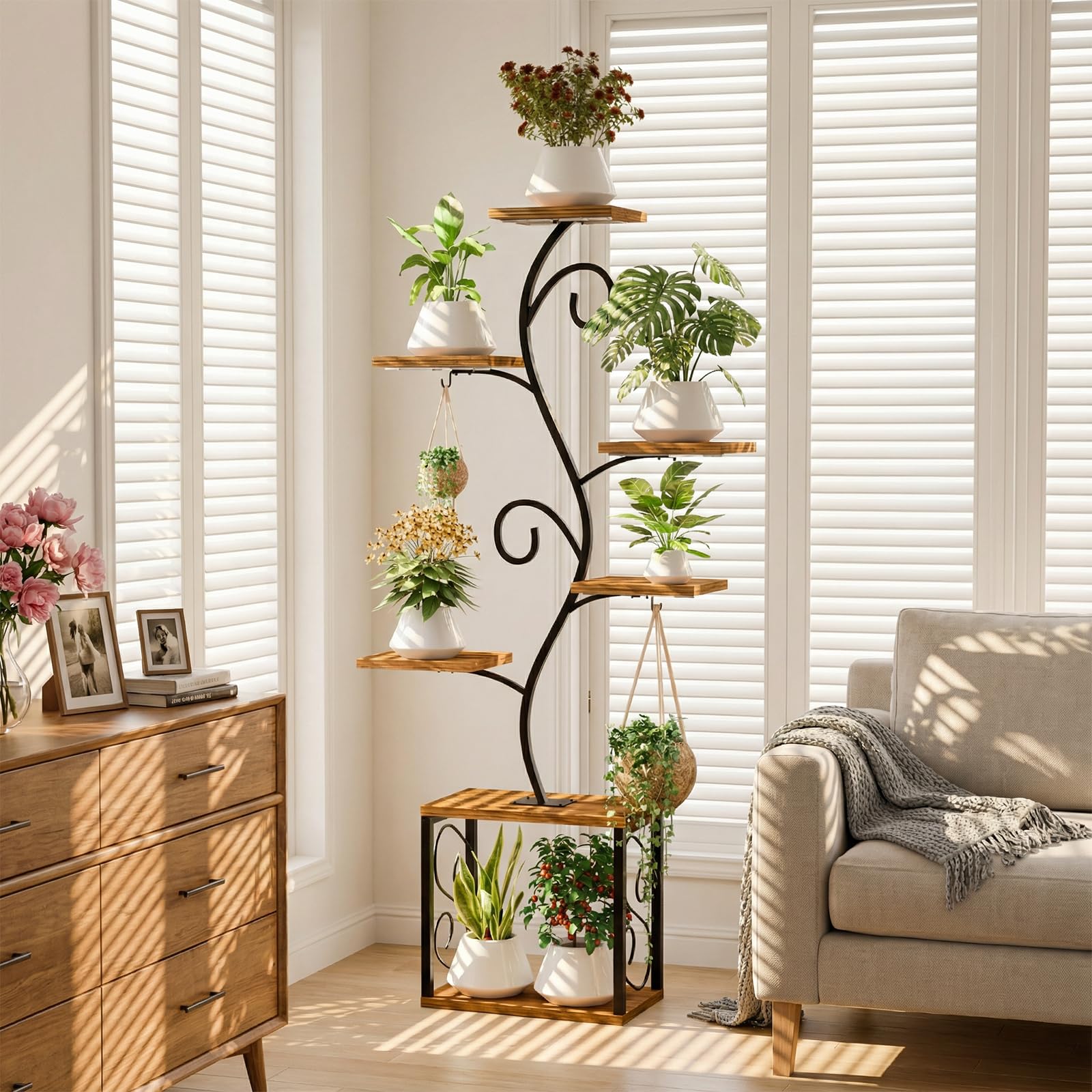 Aboutool corner-friendly stand turns any corner into a lush vertical garden.