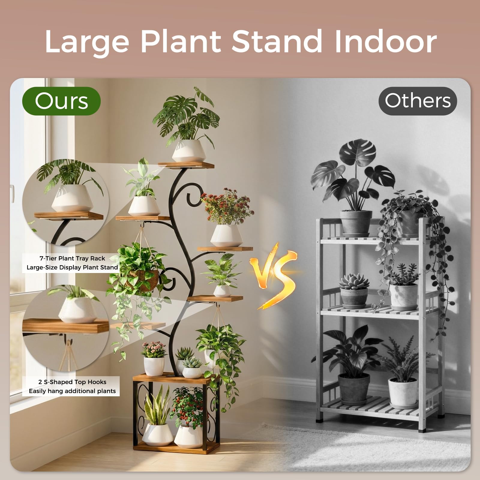 Aboutool easy-assembly plant stand design makes setup quick and safe for households.