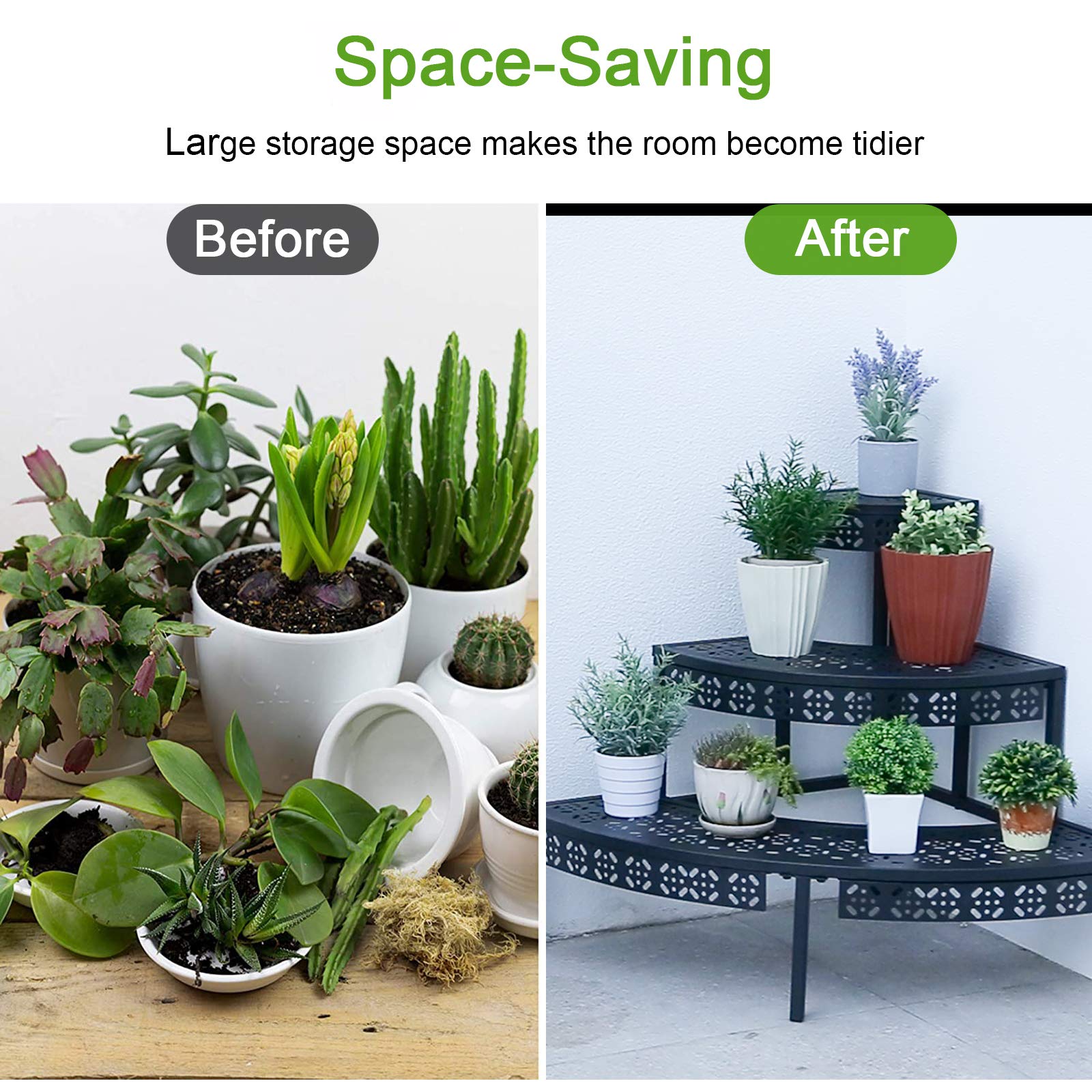 aboxoo 3-tier plant stand corner setup fits tight corners with elegant footprint