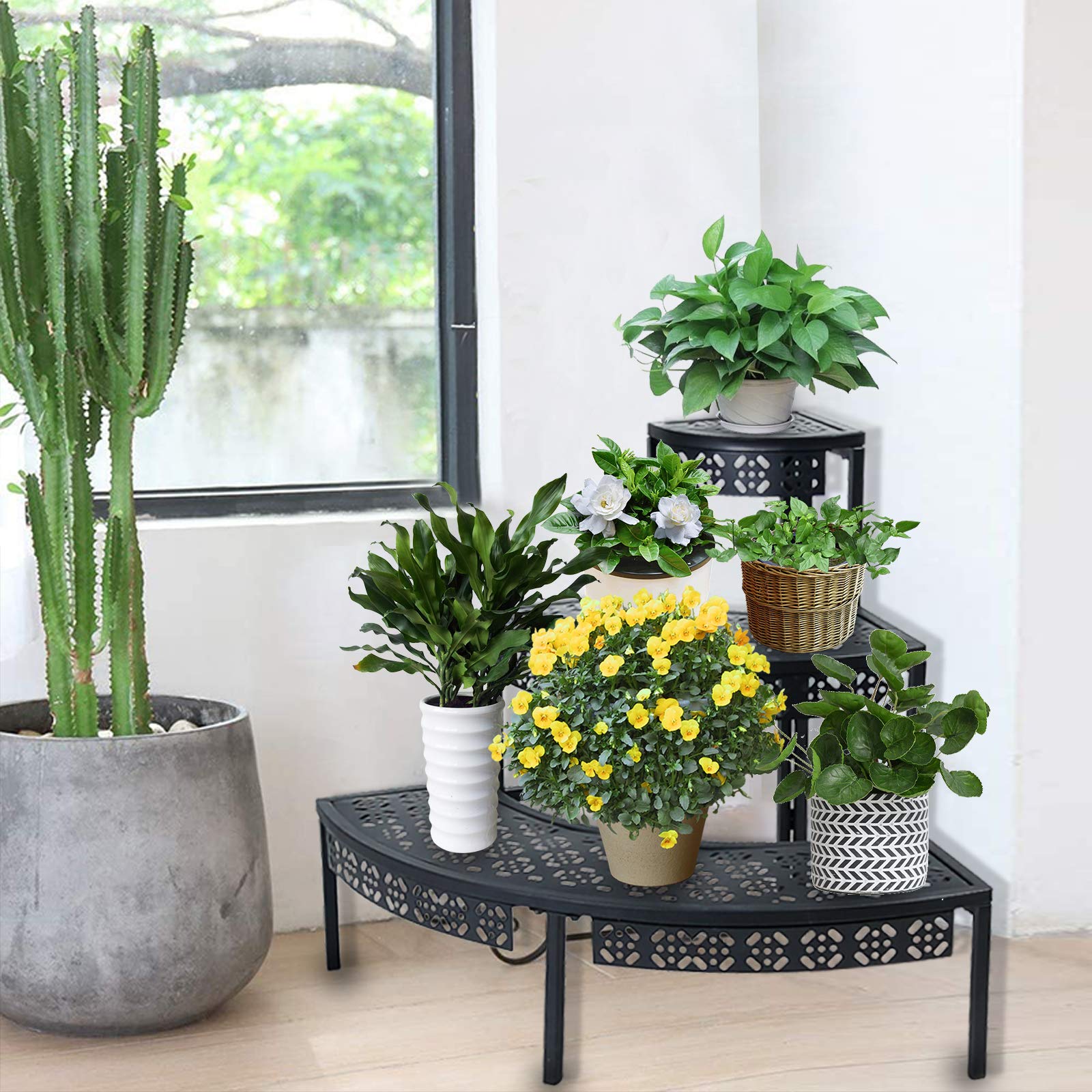 aboxoo 3-tier plant stand detailed metal work adds sturdy charm