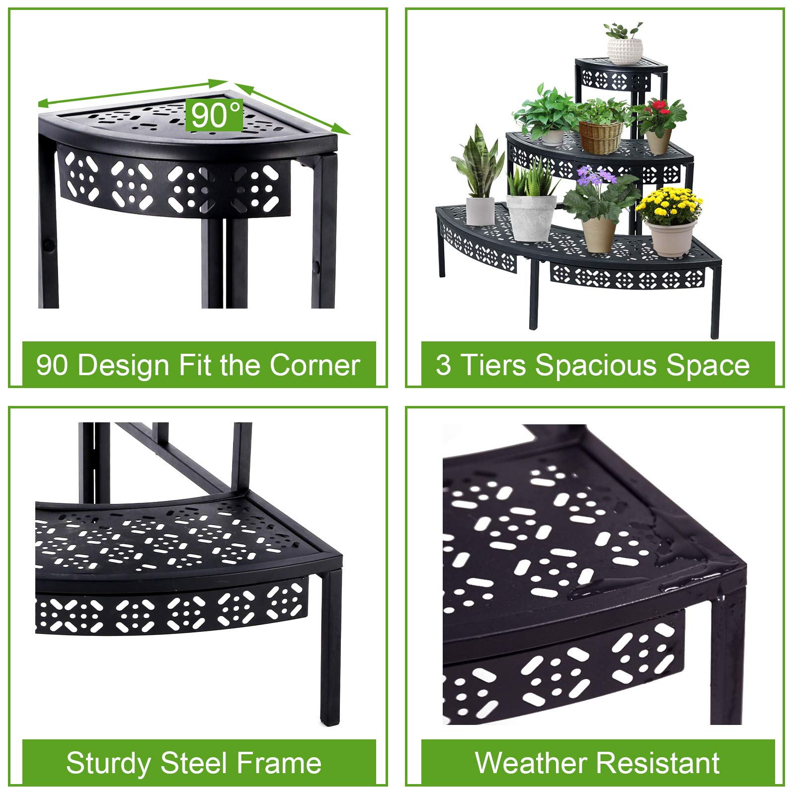 aboxoo 3-tier plant stand indoor outdoor use versatile décor for homes and patios