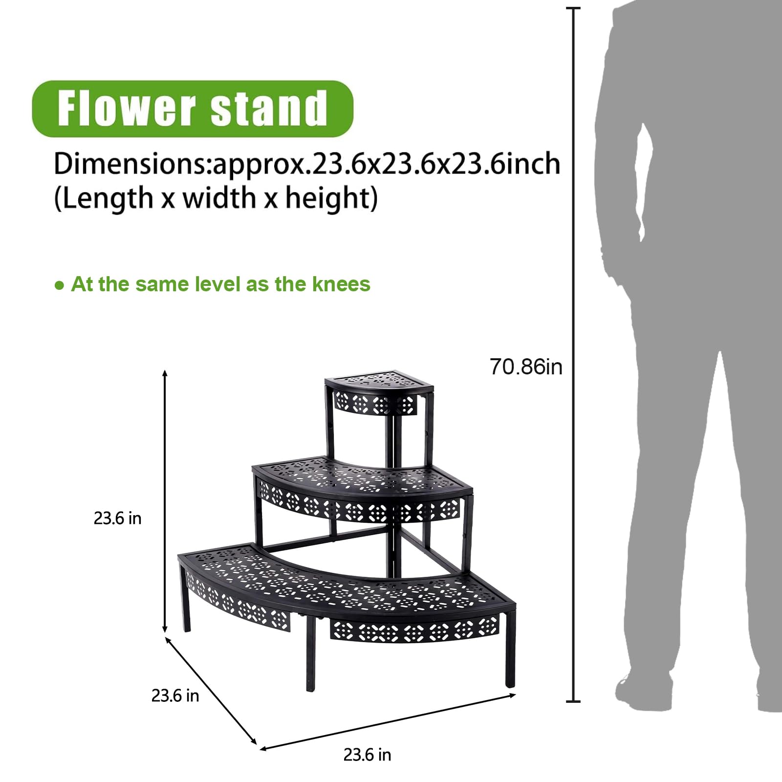 aboxoo 3-tier plant stand side view shows ladder-style tiers for multiple pots