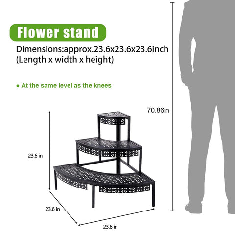 aboxoo 3-tier plant stand side view shows ladder-style tiers for multiple pots
