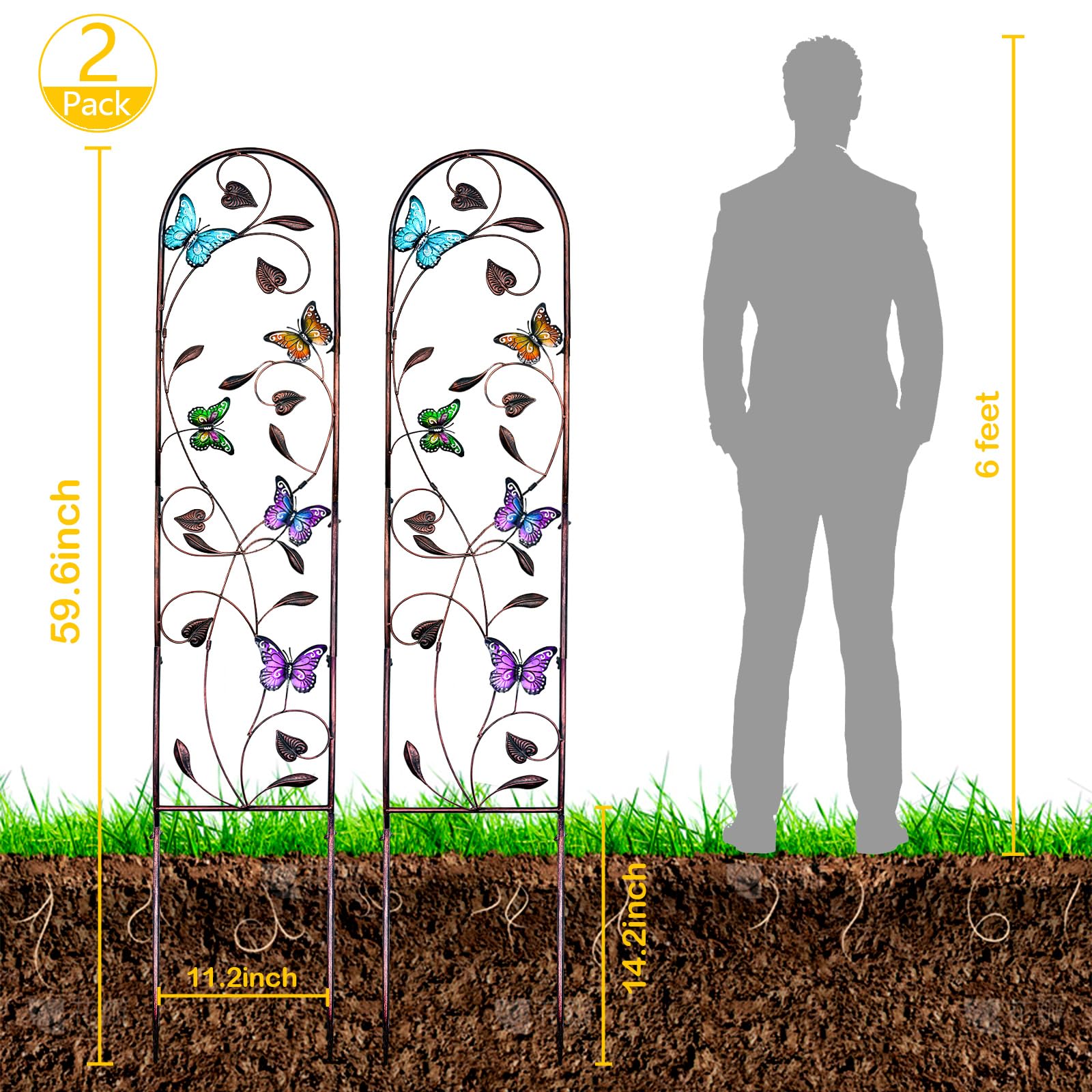 aboxoo bronze-powder-coating-butterflies provides durable garden ornament with weather resistance.
