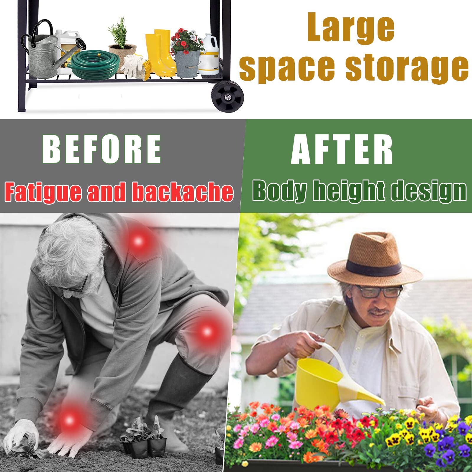 aboxoo elevated bed reduces bending for comfortable gardening