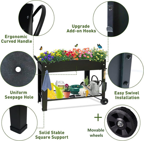 aboxoo planter with legs and wheels for easy mobility