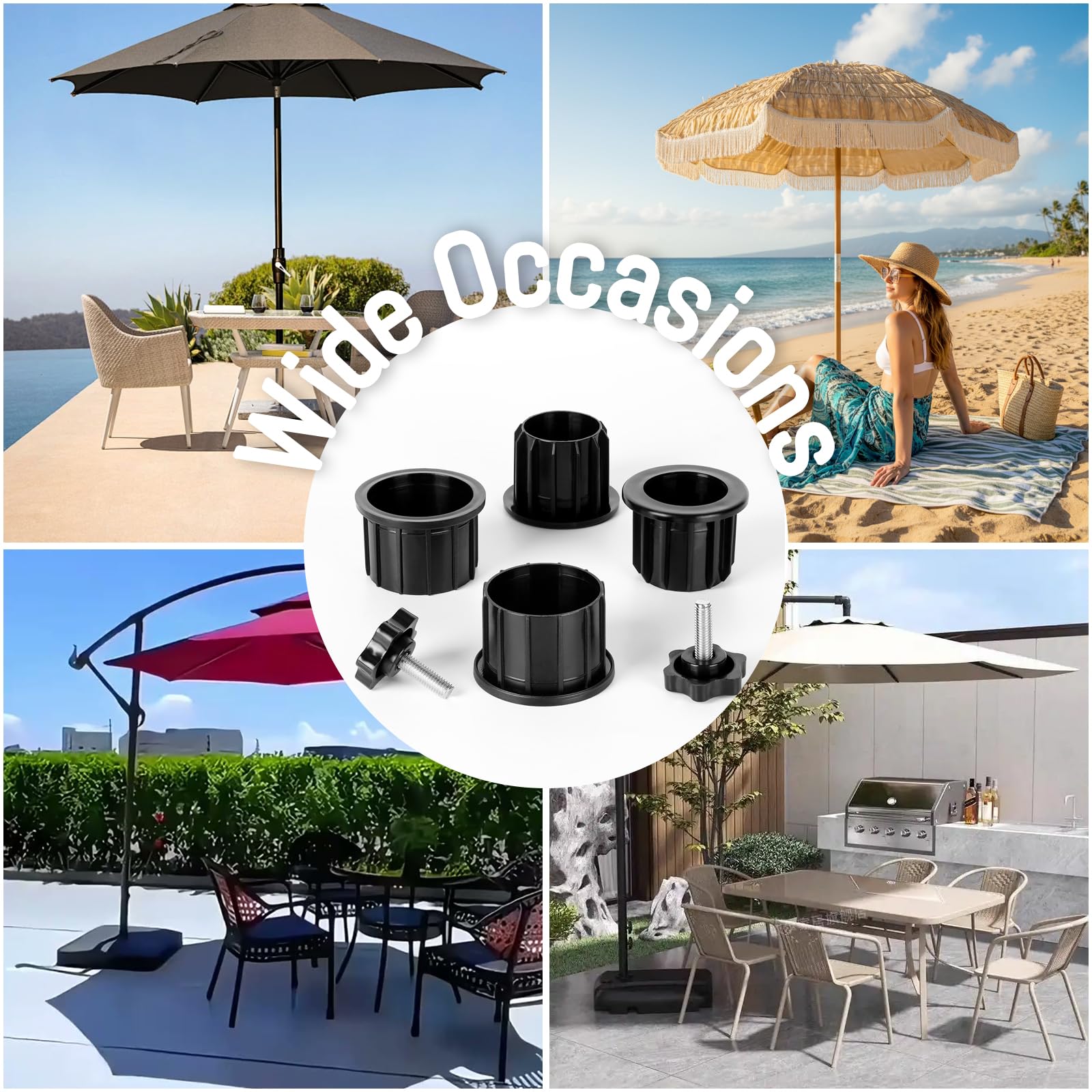 Abrwyy patio outdoor umbrella setup with base rings