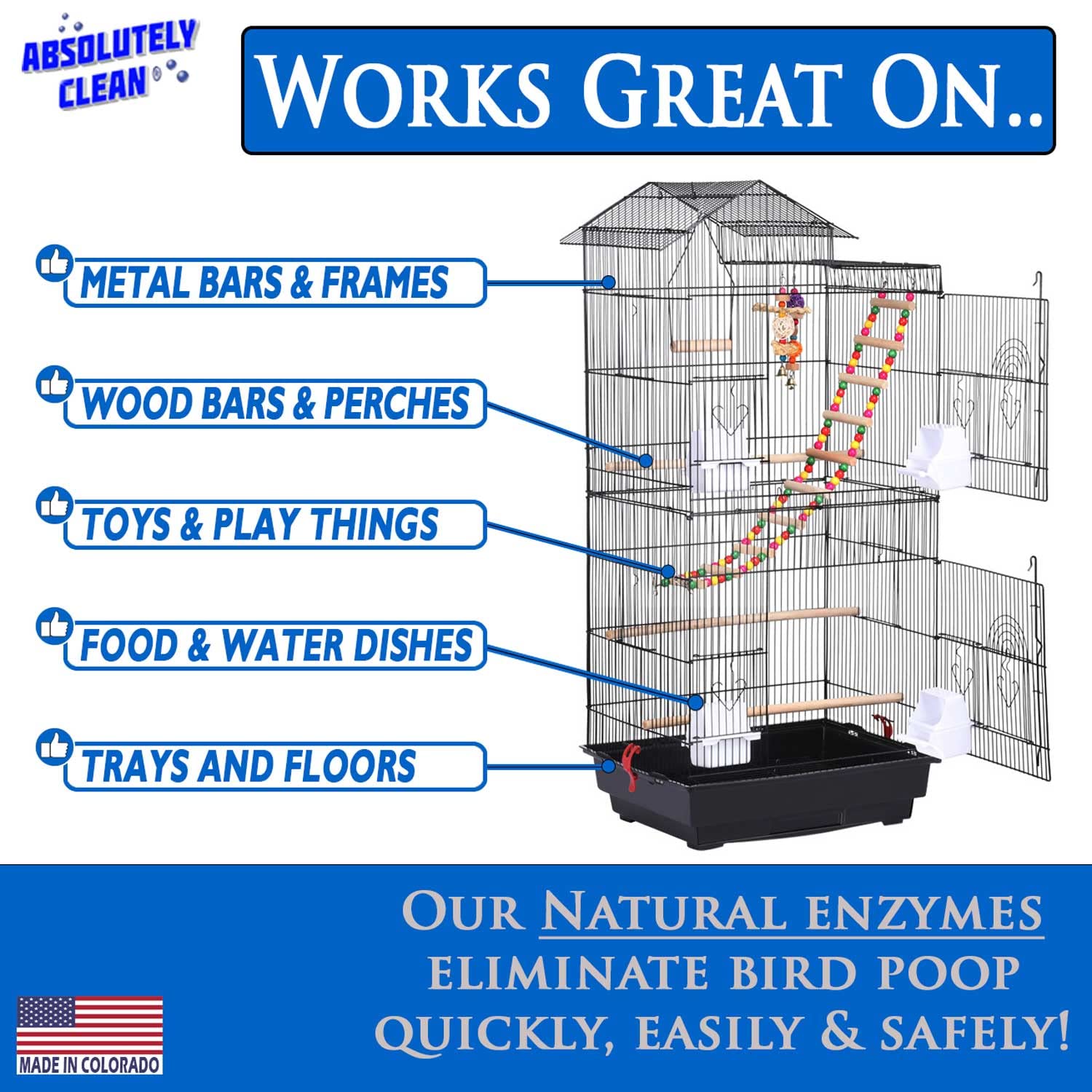 Fragrance-free Absolutely Clean cleaner used to reduce cage odors safely.