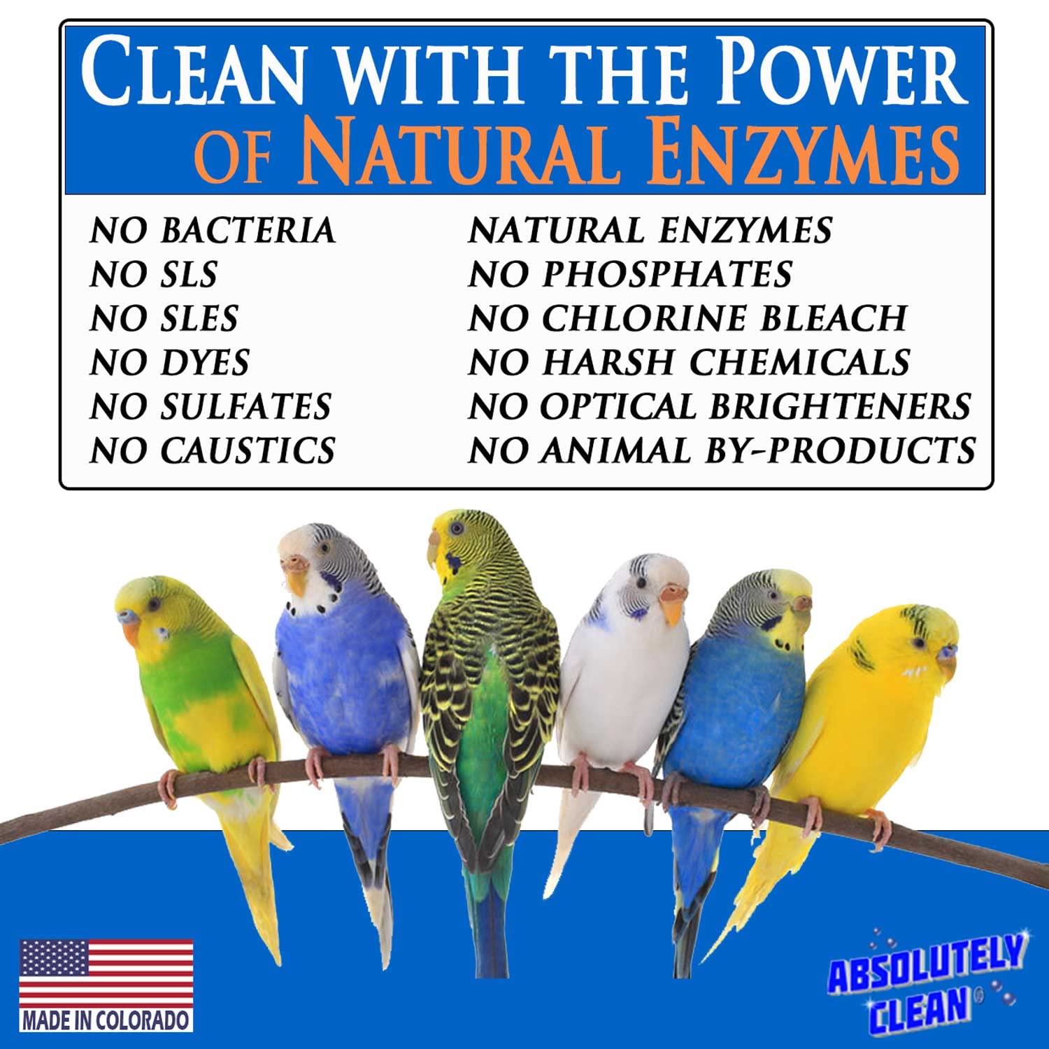 Vet-approved formula label for Absolutely Clean pet cleaner.