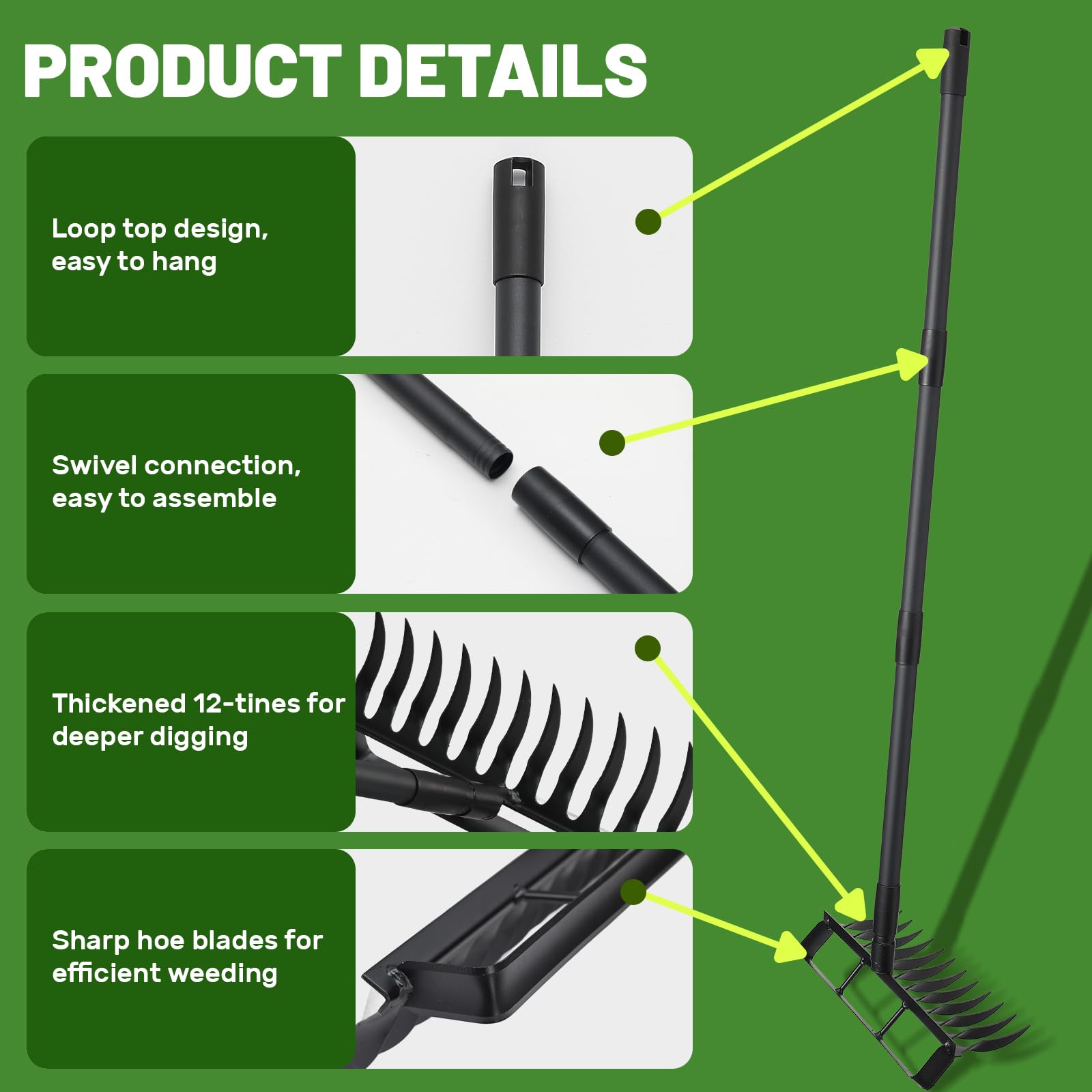 ABtool 12-tines weeder removes weed tops around seedlings with minimal root disturbance.