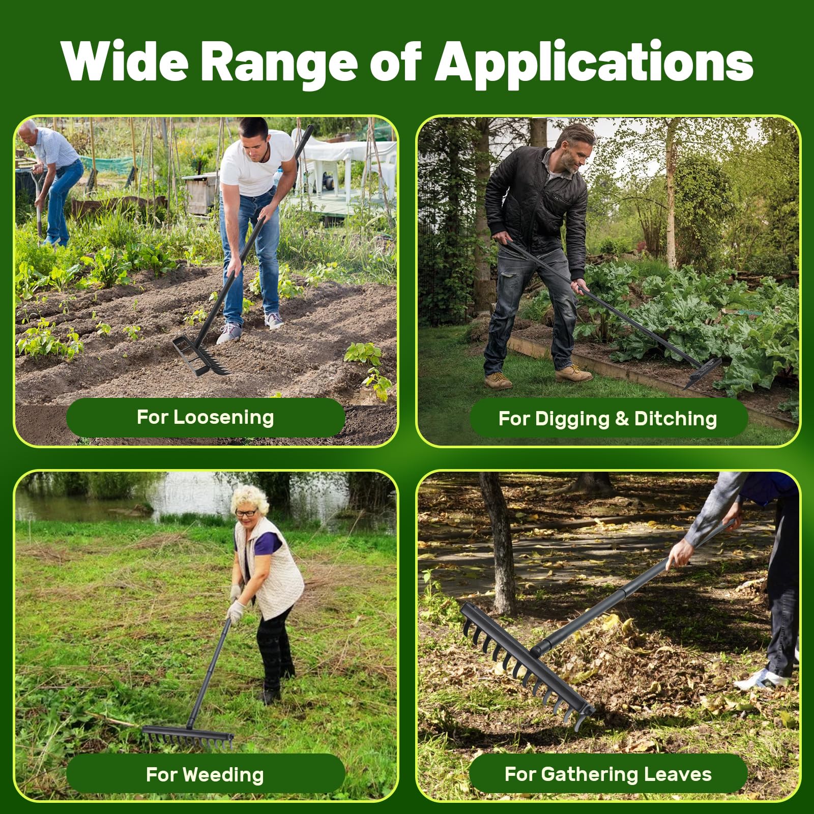 ABtool ergonomic rake head design supports comfortable, precise soil cultivation.