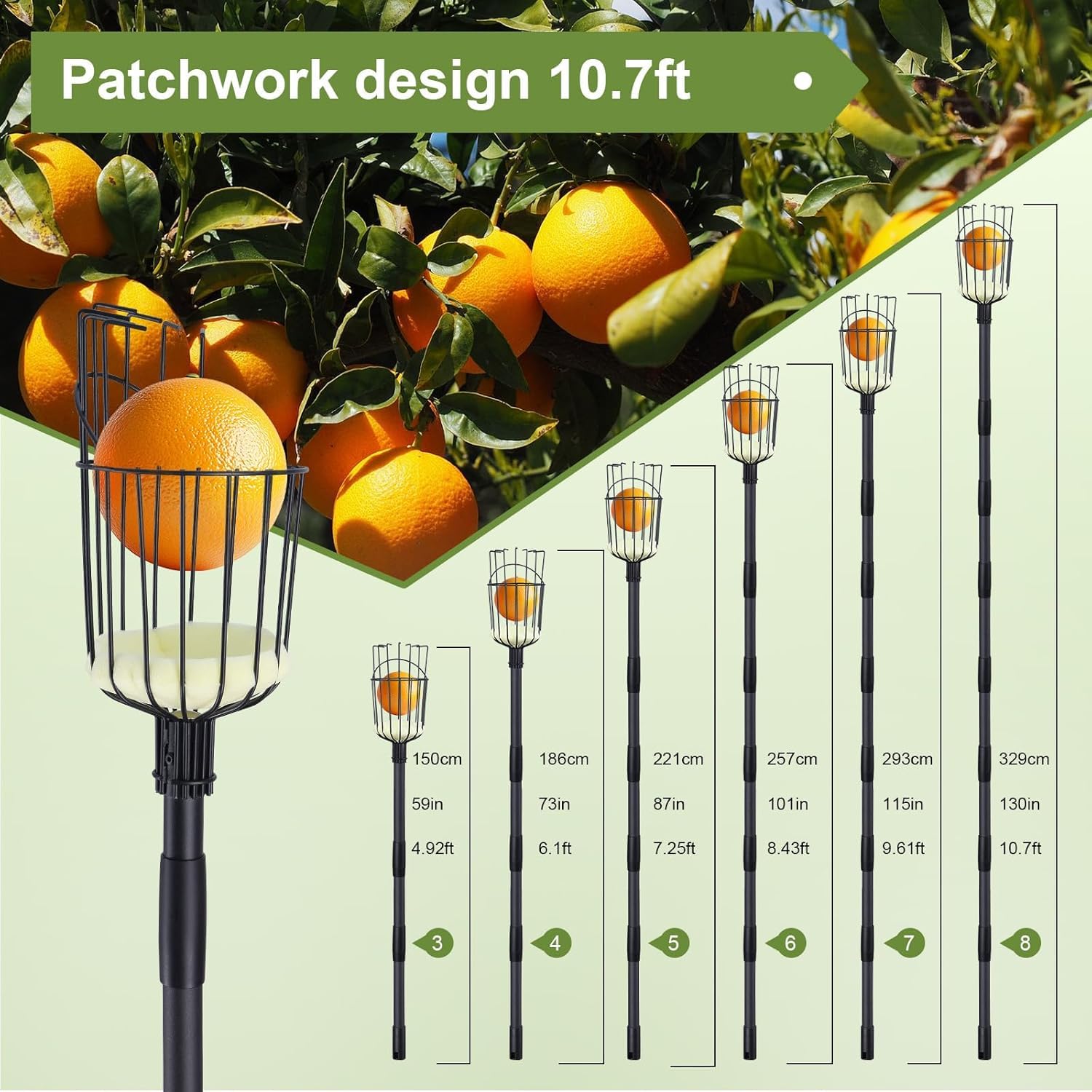 ABtool fruit picker pole shown during quick, tool-free assembly
